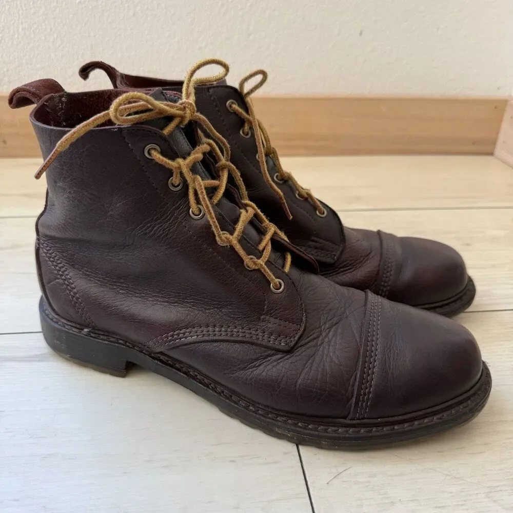 Men’s Allen Edmonds Normandy Cap Toe 10 D Boots Brown Leather Steampunk Handmade